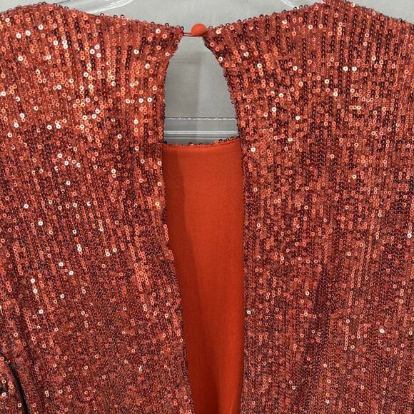 52. Retrofete Flynn Ruched Sequined Mini Dress Womens Large Party Clubbing - Picture 5 of 8
